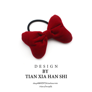 韩国儿童可爱丝绒蝴蝶结发绳发夹组合米奇红色橡皮筋女童顶夹发卡