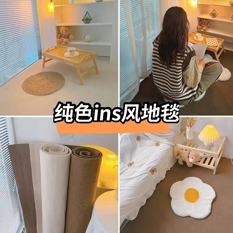 卧室ins风地毯拍照少女房间客厅茶几毯整铺榻榻米垫子地垫床边毯