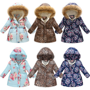 速发Winter Baby Girls Cartoon Printed long Jacket Kids Keep