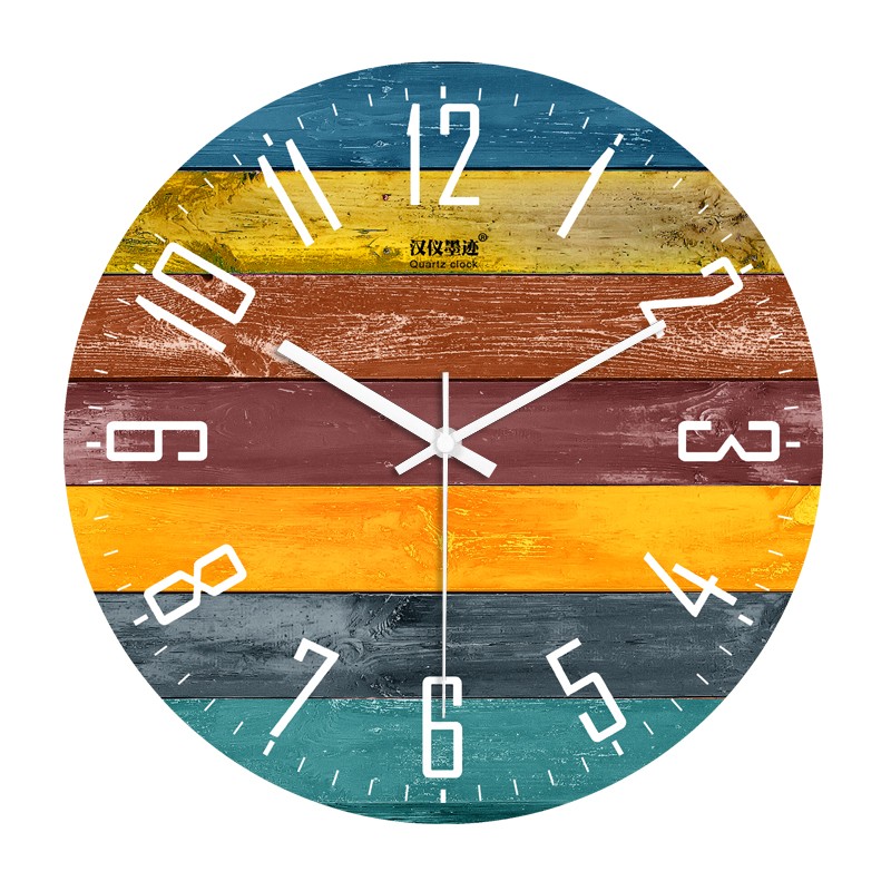 彩色潮流现代简约钟表客厅挂钟创意北欧静音个性卧室装饰时钟挂表