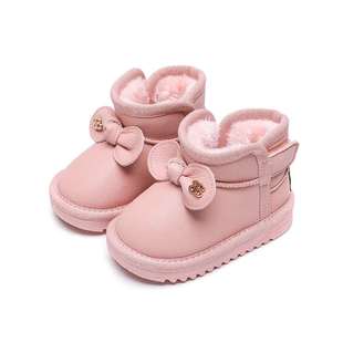 速发女宝宝雪地靴冬季幼儿童鞋子1-3岁加绒加厚棉鞋小童婴儿防水