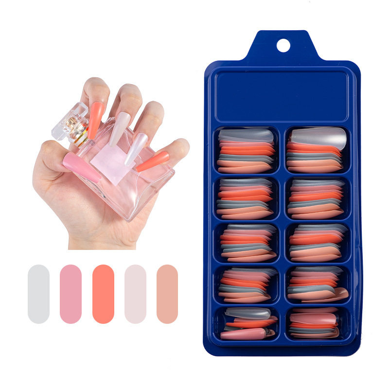 速发100 Pieces Candy Color False Nail Wearable Full Cover So