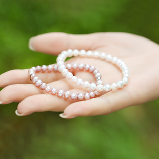 天然淡水珍珠米珠弹力绳手链不掉色圆珠小众仙气风女生礼物少女感