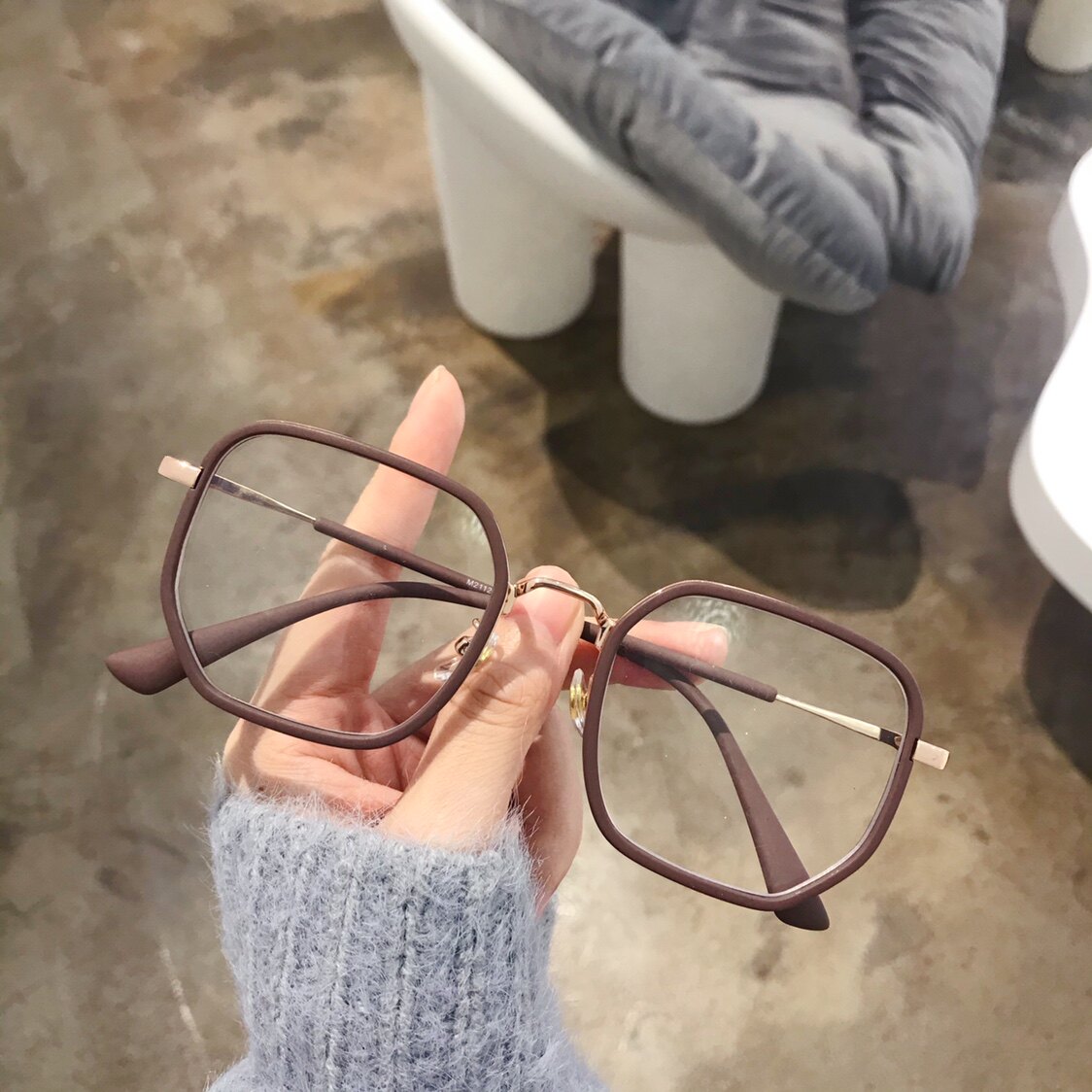 防辐射磨砂咖啡棕抗蓝光有度数素颜显瘦护目近视眼镜女眼睛框韩版