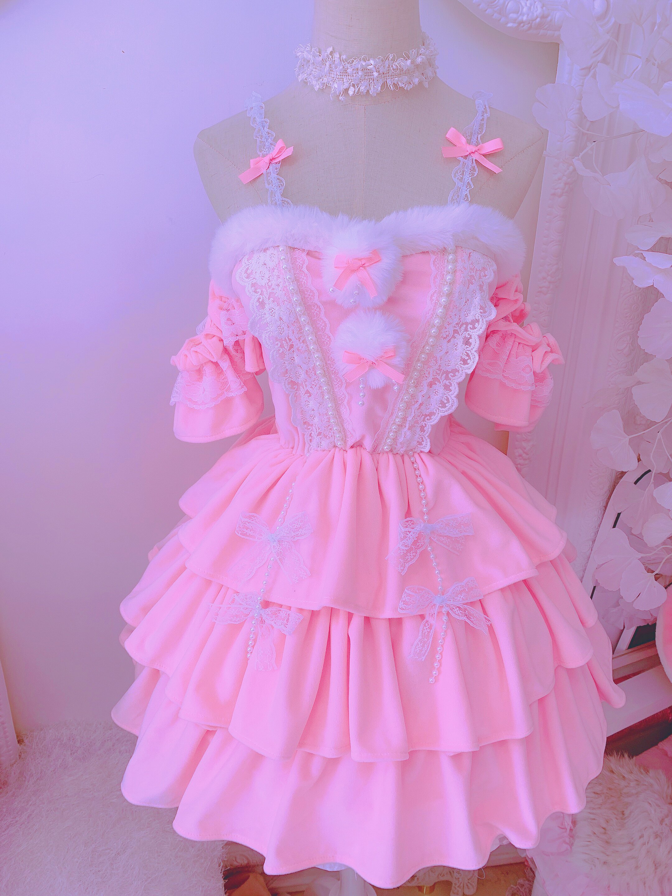 公主梦幻粉公主甜美重工软妹连衣——candyfairy小仙女甜美日系美衣