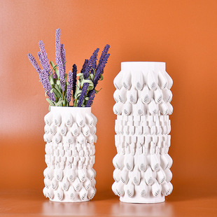 新品现代简约风创意陶瓷花瓶摆件客厅餐桌干花插花白色家居软装饰