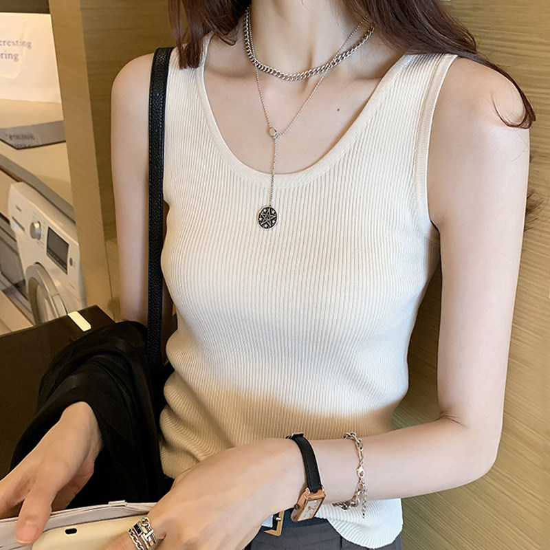 针织吊带背心女春季2022新款设计感外穿性感美背西装内搭无袖上衣