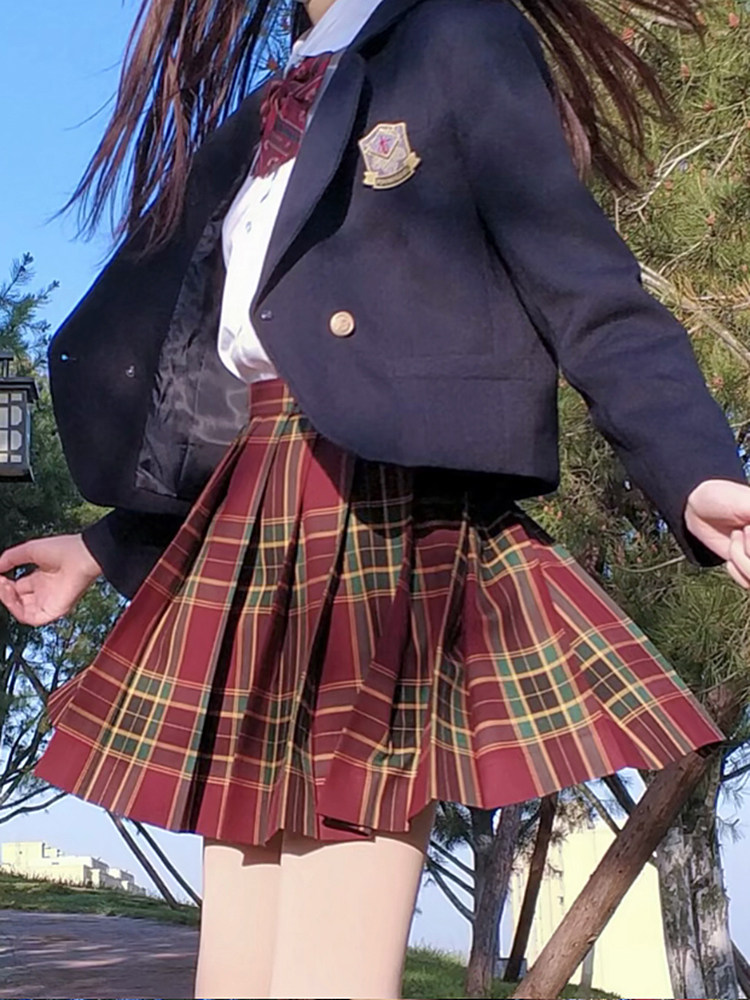 过年新年限定山楂树jk深夜幻境红色百褶裙格裙包裹袋