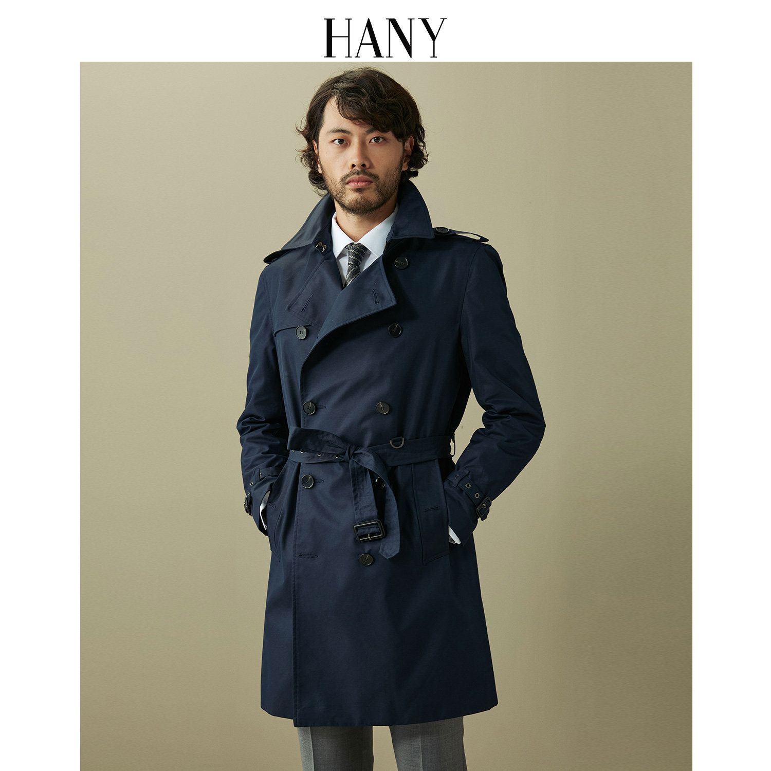 hany战壕风衣男外套大衣商务复古高级感英伦风切尔西中长款男士