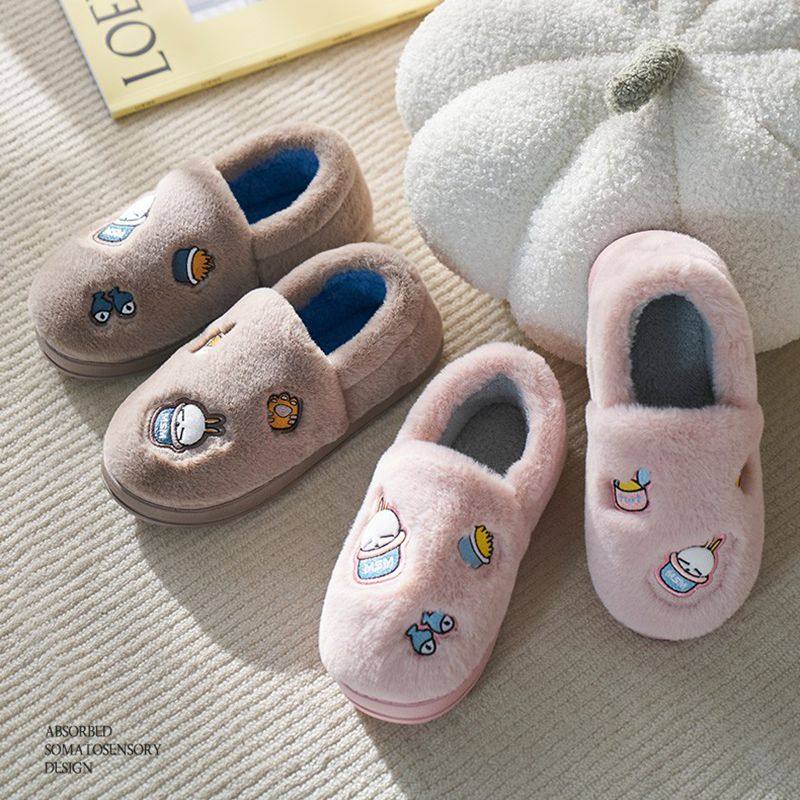 流氓兔棉拖鞋女带后跟可爱冬季室内保暖毛毛绒面冬天情侣卡通棉鞋
