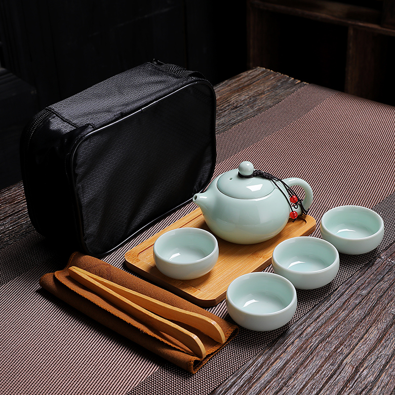 陶瓷功夫旅行茶具套装便携包户外简约随身式一壶二杯西施壶定制