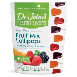 美国Dr.John‘s约翰博士木糖醇水果棒棒糖零食儿童硬糖果进口
