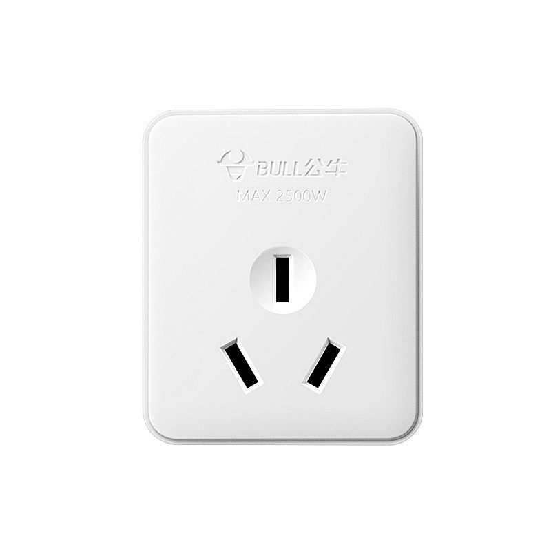 公牛小型迷你10a超薄款插座明装走明线2500w家用220v三孔3眼扁脚