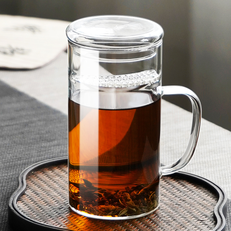 月牙杯玻璃水杯大容量茶水分离过滤泡