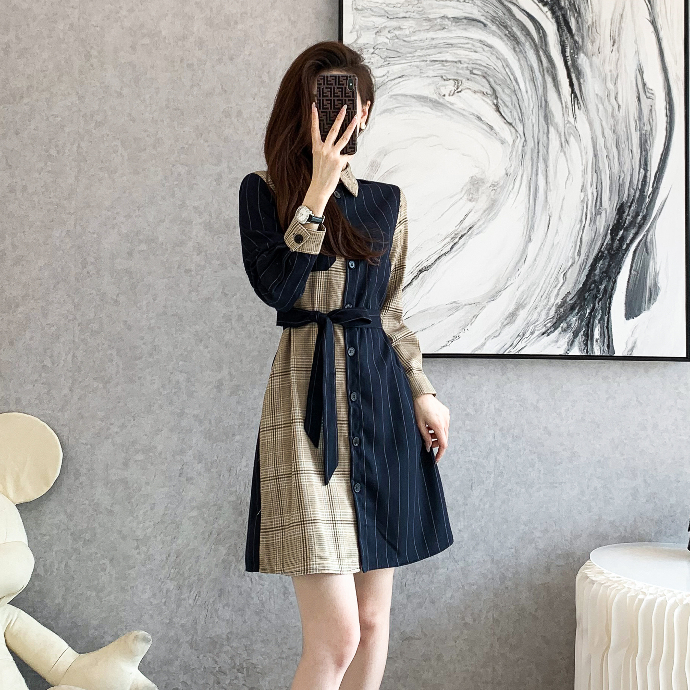 小个子设计感衬衫裙春装2022年新款时尚潮流女装小众短款连衣裙子