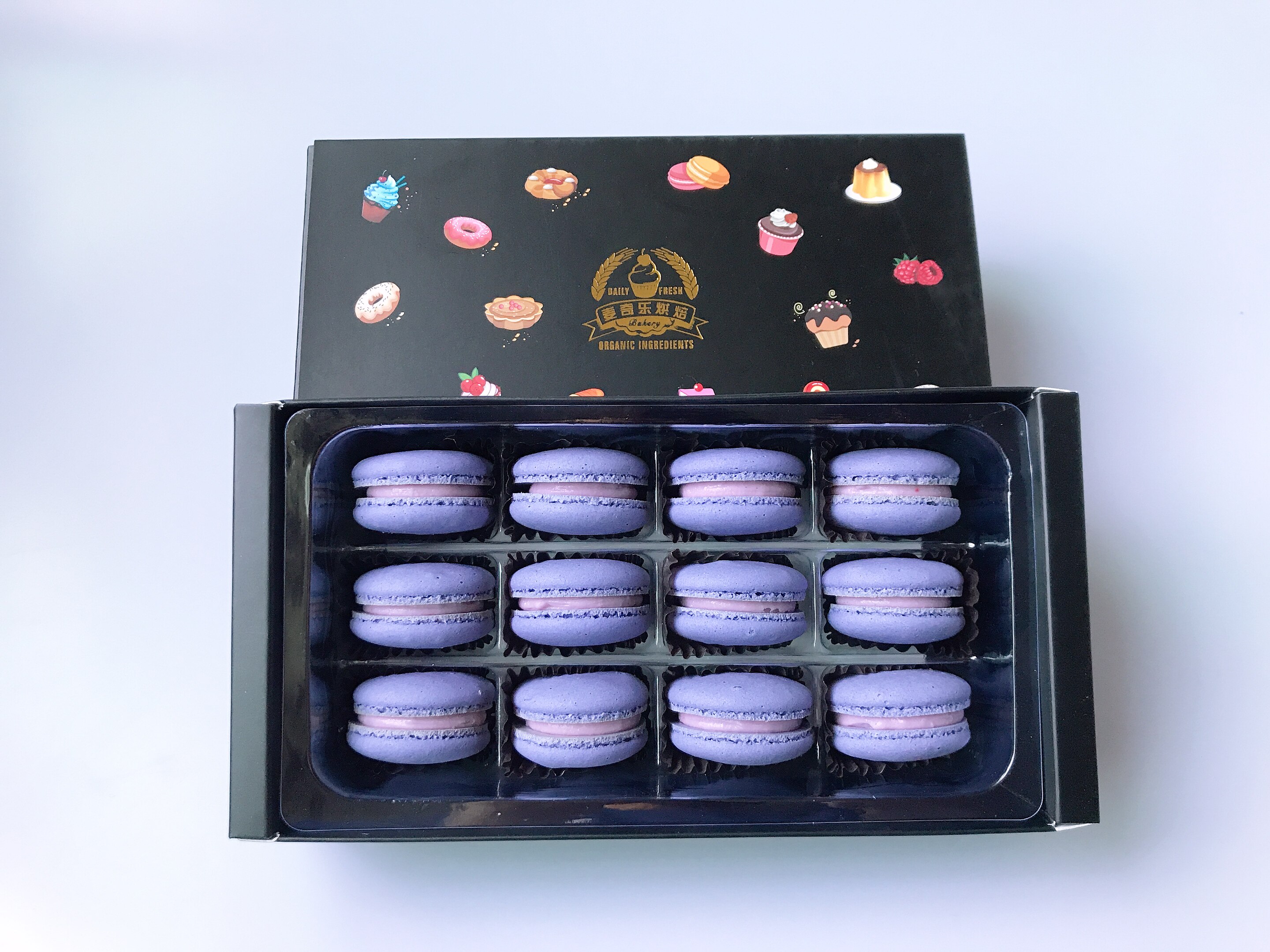 麦奇乐 法式马卡龙甜点12枚西式糕点心小蛋糕甜品紫罗兰送女友礼盒