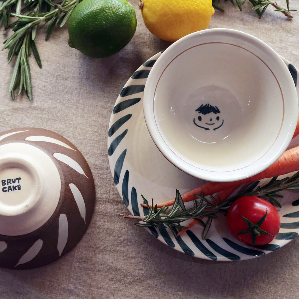 brutcake新品微笑碗s治愈小饭碗手绘米饭碗釉中彩日式情侣餐