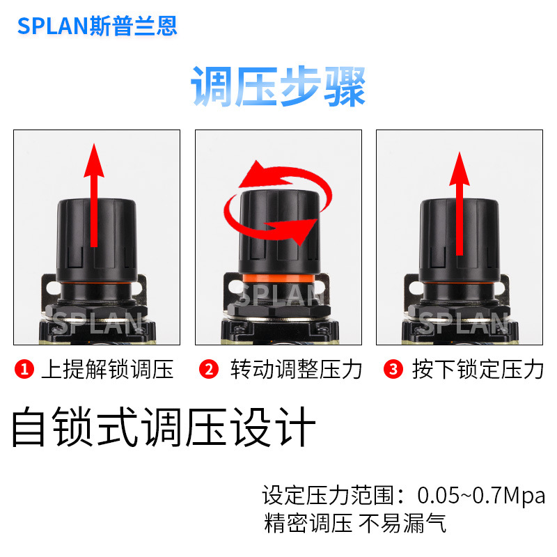 AR2000 BR3000 UR亚德客型气源处理器气压调节阀减气阀气体减压阀