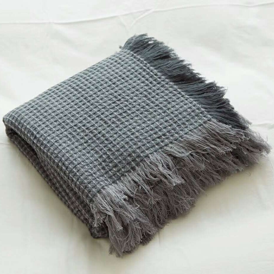Unstamped Waffle Blanket sofa blanket Northern Europe Office Leisure blanket Cotton blanket Bed covers tassels Ichibanin the Bedclothes , Leisure blanket/Woolen blanket/Carpet category - from Buy2taobao.com to provide professional Taobao agent buy service