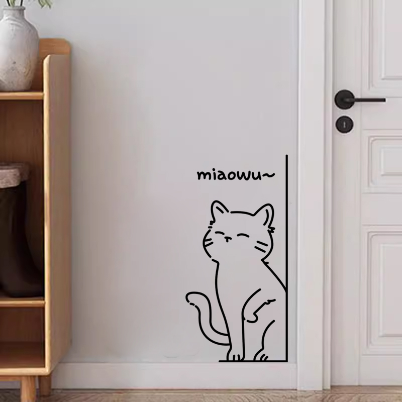 喵呜猫咪 北欧ins墙贴创意图案宠物店门贴玻璃贴房间装饰墙贴纸