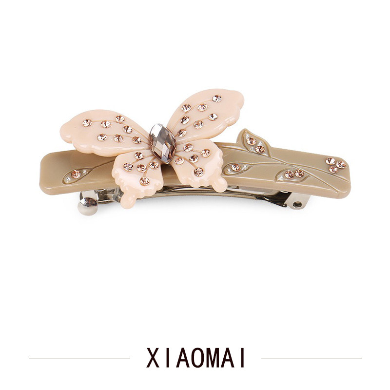 法国亚历山大水钻蝴蝶结一字马尾弹簧夹后脑勺顶夹发卡优雅发饰品