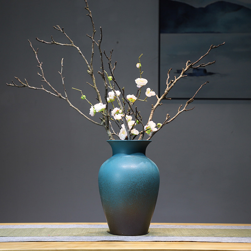 新中式梅花插花干花陶瓷花瓶禅意摆件 客厅玄关桌茶室装饰品电视