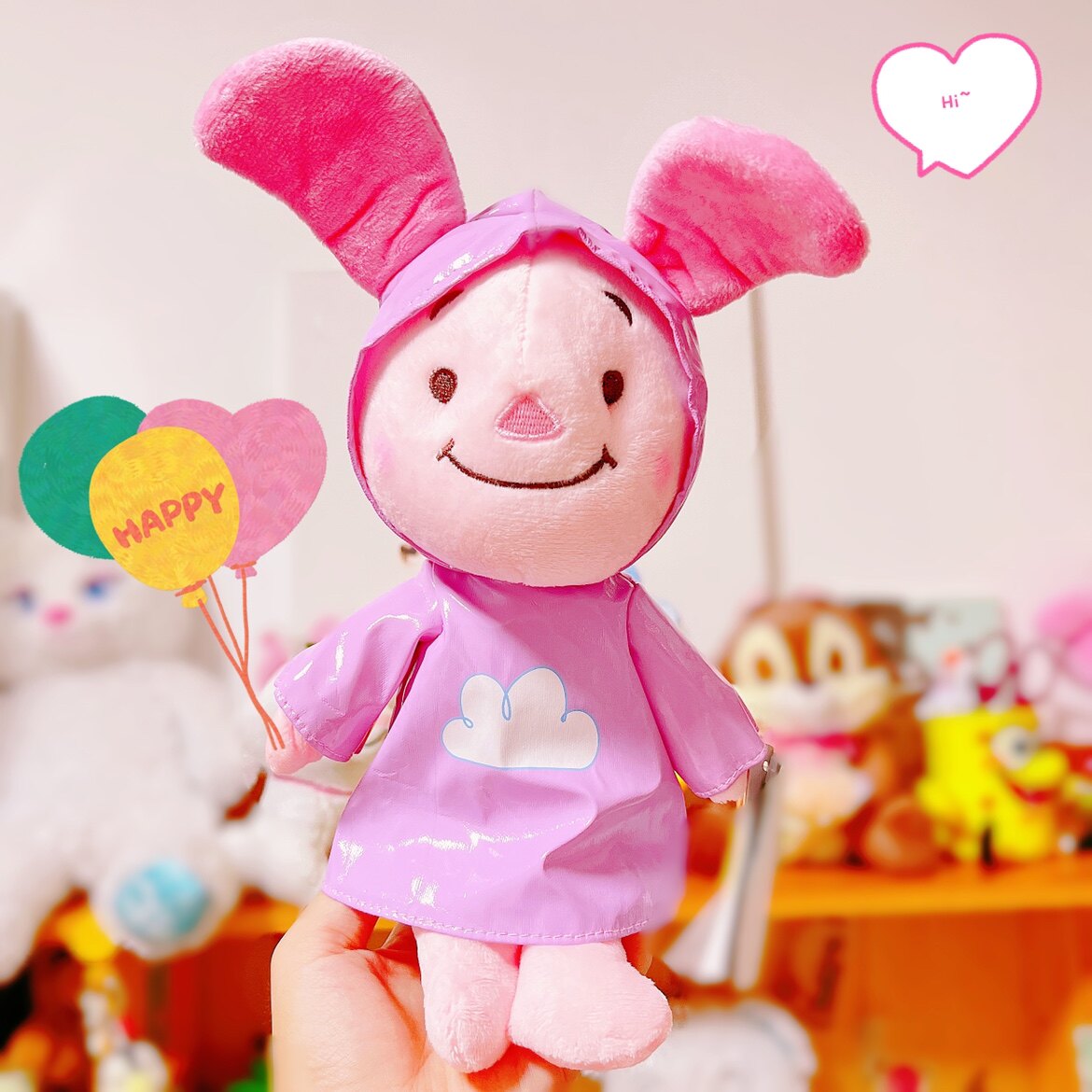 新款雨衣款皮杰猪粉色小猪皮杰毛绒玩具公仔可爱卡通女生礼物萌