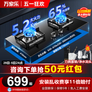 万家乐燃气灶双灶嵌入式天然气液化灶煤气灶5.2KW家用灶具定时AY8