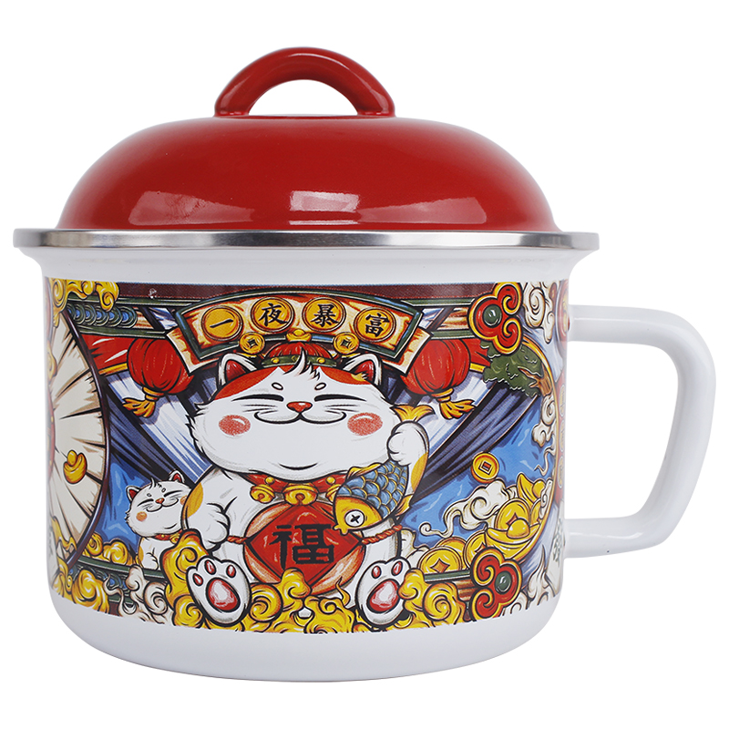 欧丽家搪瓷国潮复古风搪瓷杯大水缸泡面搪瓷茶缸创意杯电磁炉煤气