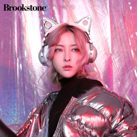 宏图三胞Brookstone头戴式猫耳耳机无线蓝牙可爱游戏电脑猫耳机