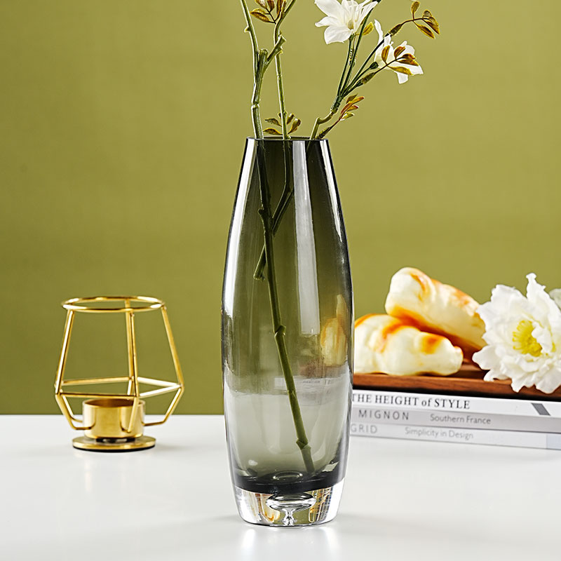 现代简约创意轻奢透明花瓶水养富贵竹百合玻璃插花瓶客厅餐桌摆件