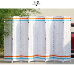 纯手工简易藤编草编屏风实木隔断移动折屏试衣间客厅卧室酒店特价