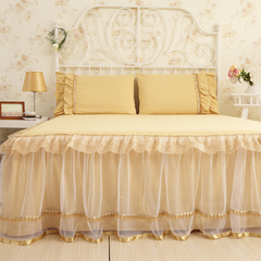 馨梦韩版蕾丝床裙床罩床套单件公主纯色床盖床单床垫套1.8/1.5米