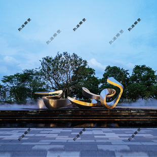 不锈钢扭曲飘带雕塑定制城市广场螺旋镂空发光抽象金属景观坐凳