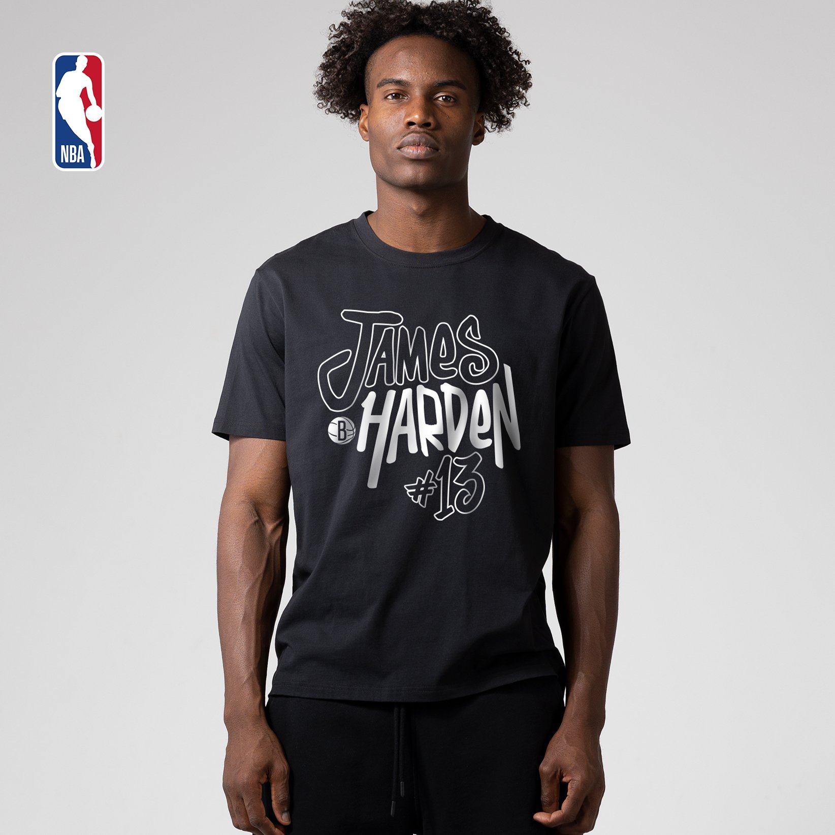 nba 篮网队 哈登 悠闲系列 男子 运动休闲 时尚舒适 圆领短袖t恤