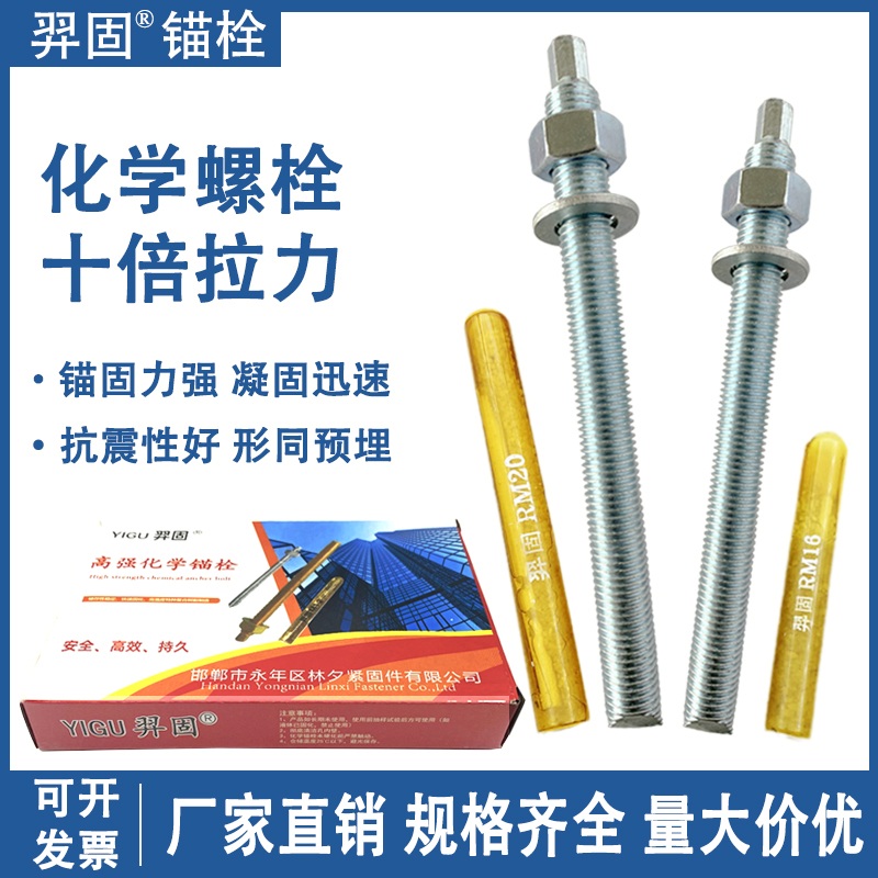 国标镀锌化学螺栓高强度化学锚栓膨胀螺丝5.8级M8M12M16M18M20M24