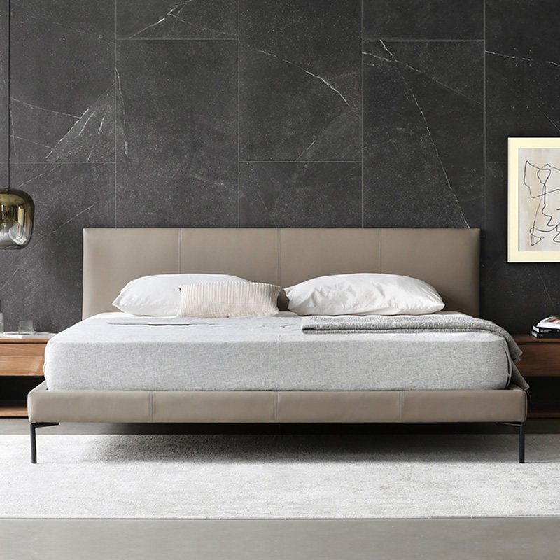 现代简约北欧极简床小户型真皮床