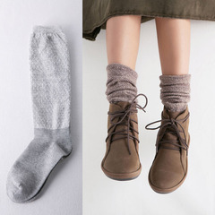 堆堆袜女韩国秋冬中厚纯棉袜子中筒袜套纯色护小腿袜松口孕妇袜子