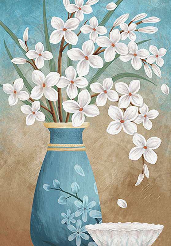 装饰画直销定制玄关餐厅酒店无框油画布画芯心欧式竖版花卉花瓶