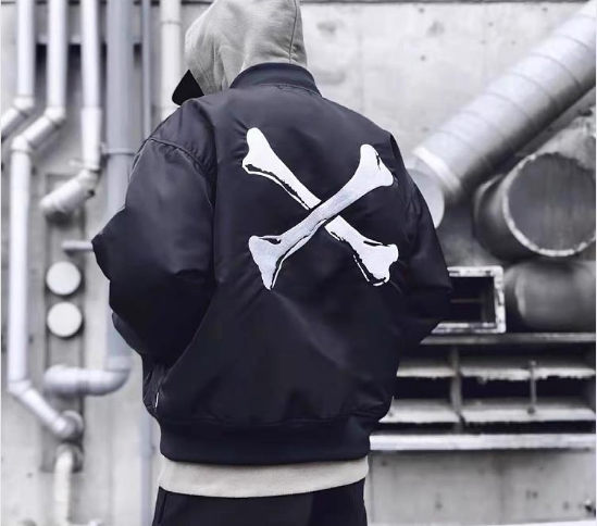 wtaps西山彻日系秋冬骨头刺绣飞行员夹克棒球服外套男女情侣潮牌