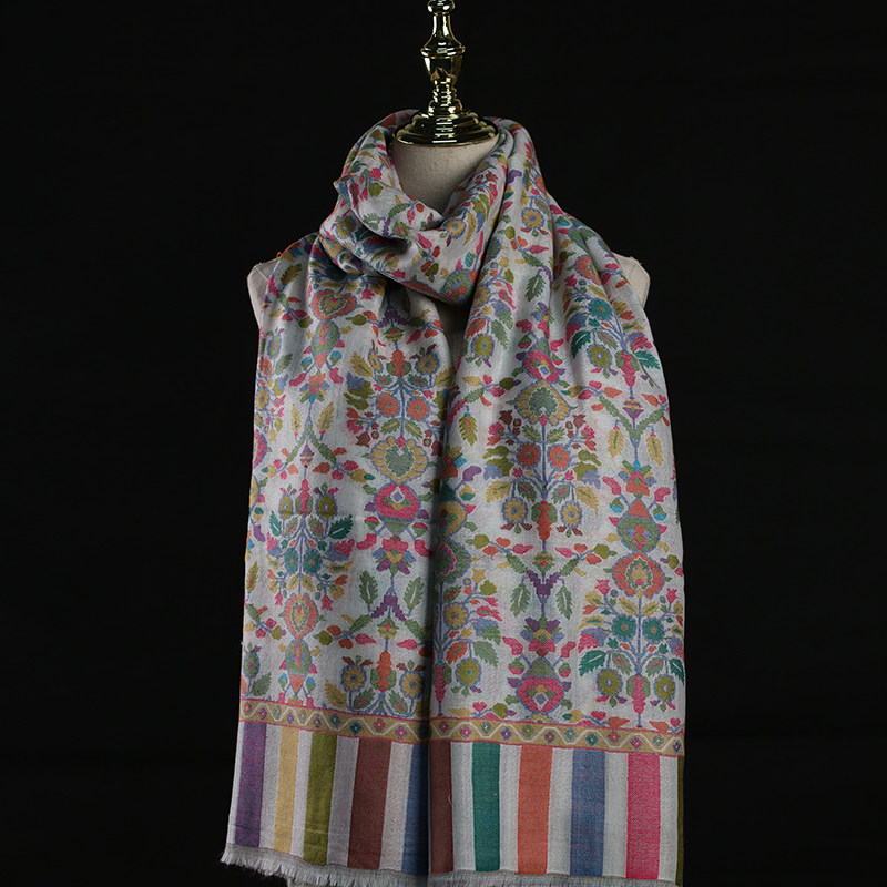 克什米尔羊绒卡尼围巾手工披肩梭织kani古董花春夏新款保暖防晒现