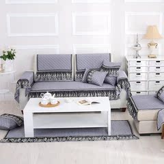 四季高档丝绸布艺组合沙发垫坐垫皮巾套防滑欧式灰色纯色客厅秋冬