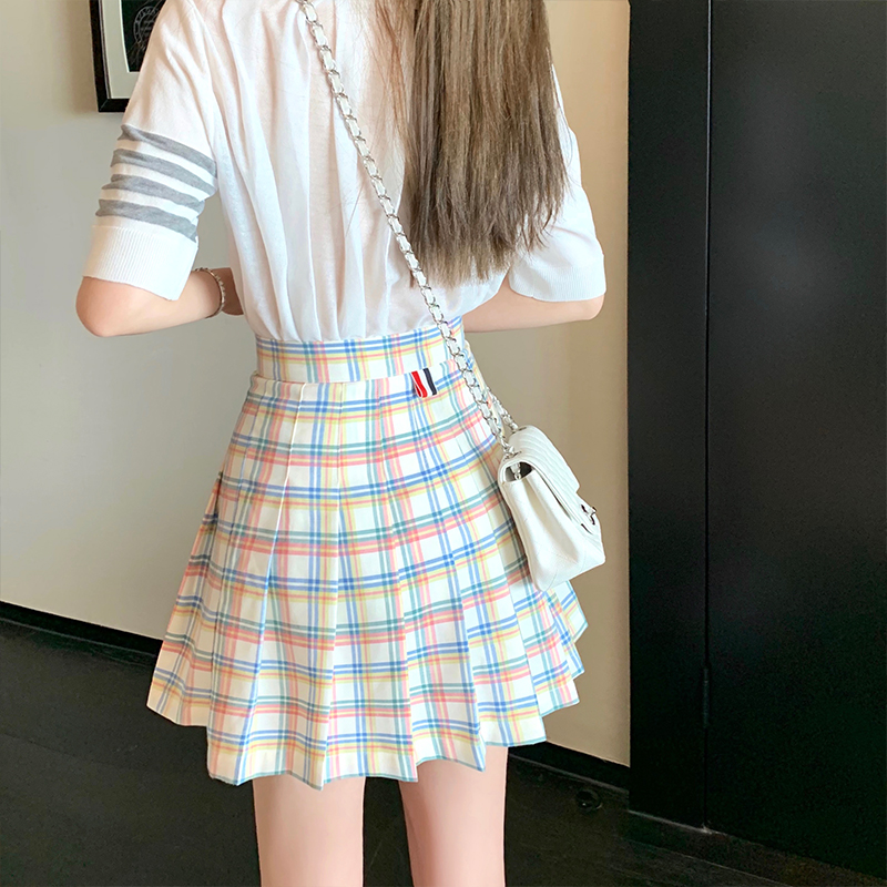 早安樊樊撞色织带设计感格子半身裙2020夏季新款女高腰a字百褶裙|ruв категории Женская одежда, юбка - от Buy2taobao.com для оказания профессиональной услуги покупки агента Taobao