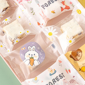 雪花酥包装袋新款2021机封袋透明卡通清新烘焙创意可爱饼干小零食