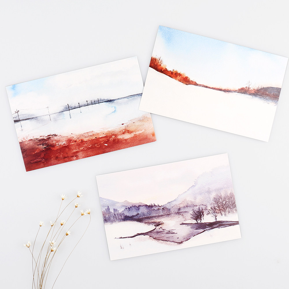 热销诗与远方_信的恋人盒装明信片 诗和远方 手绘水彩唯美水墨意境