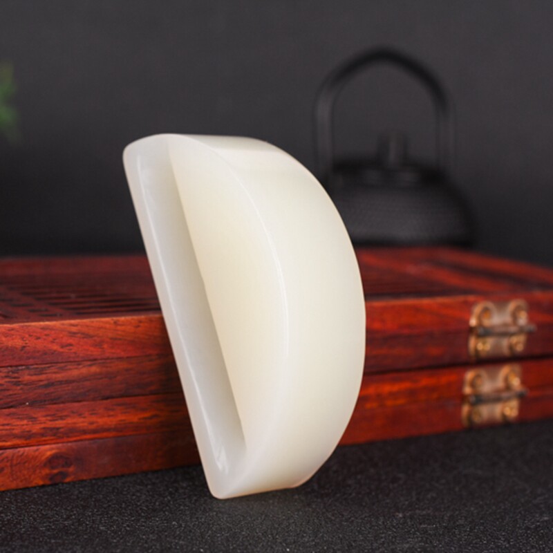 新疆和田白玉皮带扣腰佩男士羊脂白玉半圆形腰扣玉腰牌挂件送男友