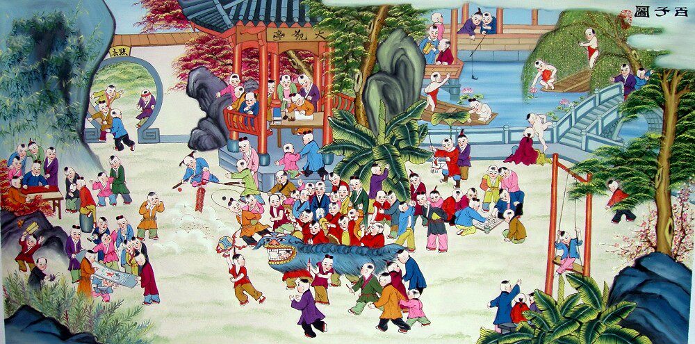 大全—印花新款 dmc纯棉绣线十字绣 客厅卧室新中式大画人物 百子图2