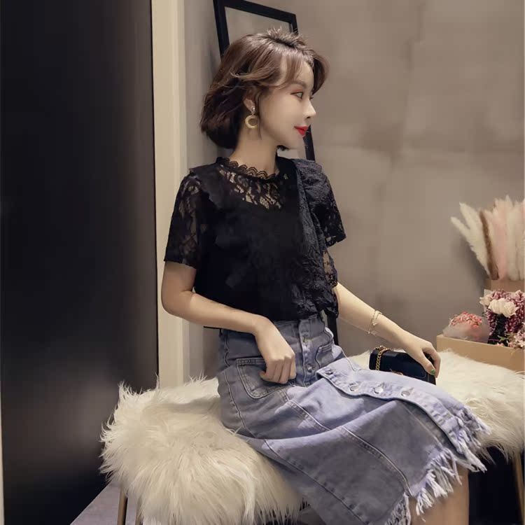 。胖mm大码女装很仙的上衣洋气雪纺衫蕾丝短袖宽松显瘦打底小衫夏在类目 女装/女士精品, 大码女装中 - 来自Buy2taobao.com提供专业的淘宝代购服务
