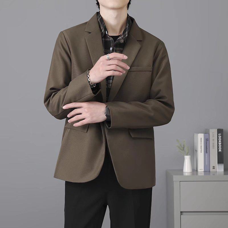 春季港风小西服男套装正装黑色高级感西装上衣ins休闲潮单西外套