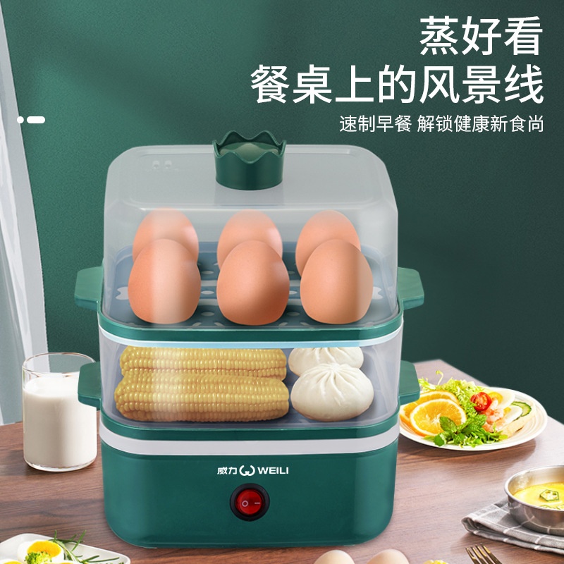 迷你煮蛋器早餐机热包子家用小型多功能自动断电防干烧双层蒸蛋器